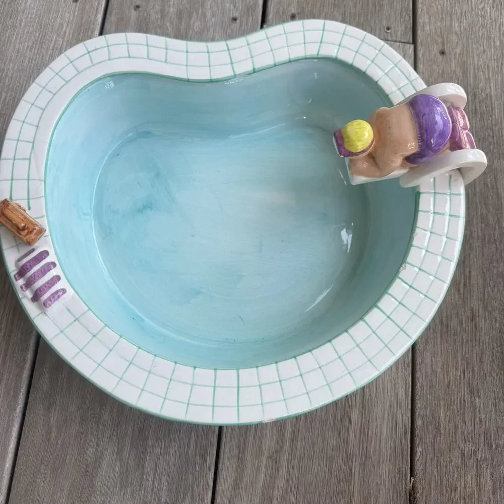 Vintage LOTUS 1995 Swimming Pool Hot Tub Party Chip & Dip Set Ceramic